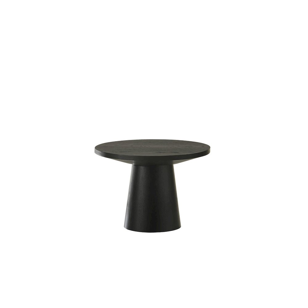 Terra Transitional Round End Table with Pedestal Base, Ebony Black. Picture 1
