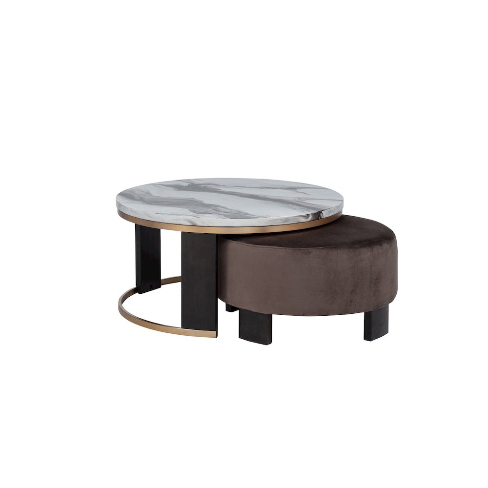 Tvano Coffee Table with Stool 2-Piece Set, Icelandic Ivory. Picture 1