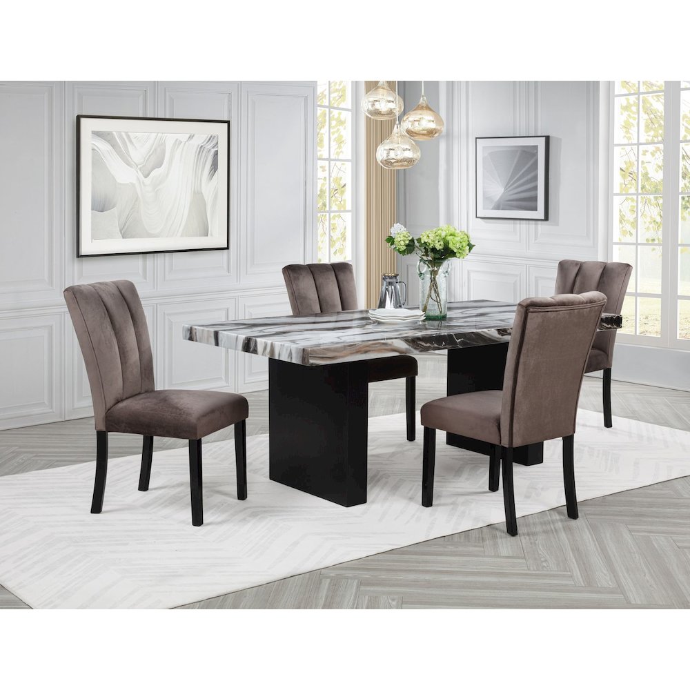 Sheridan Rectangle Charcoal Lava Top Dining Table, Black. Picture 4