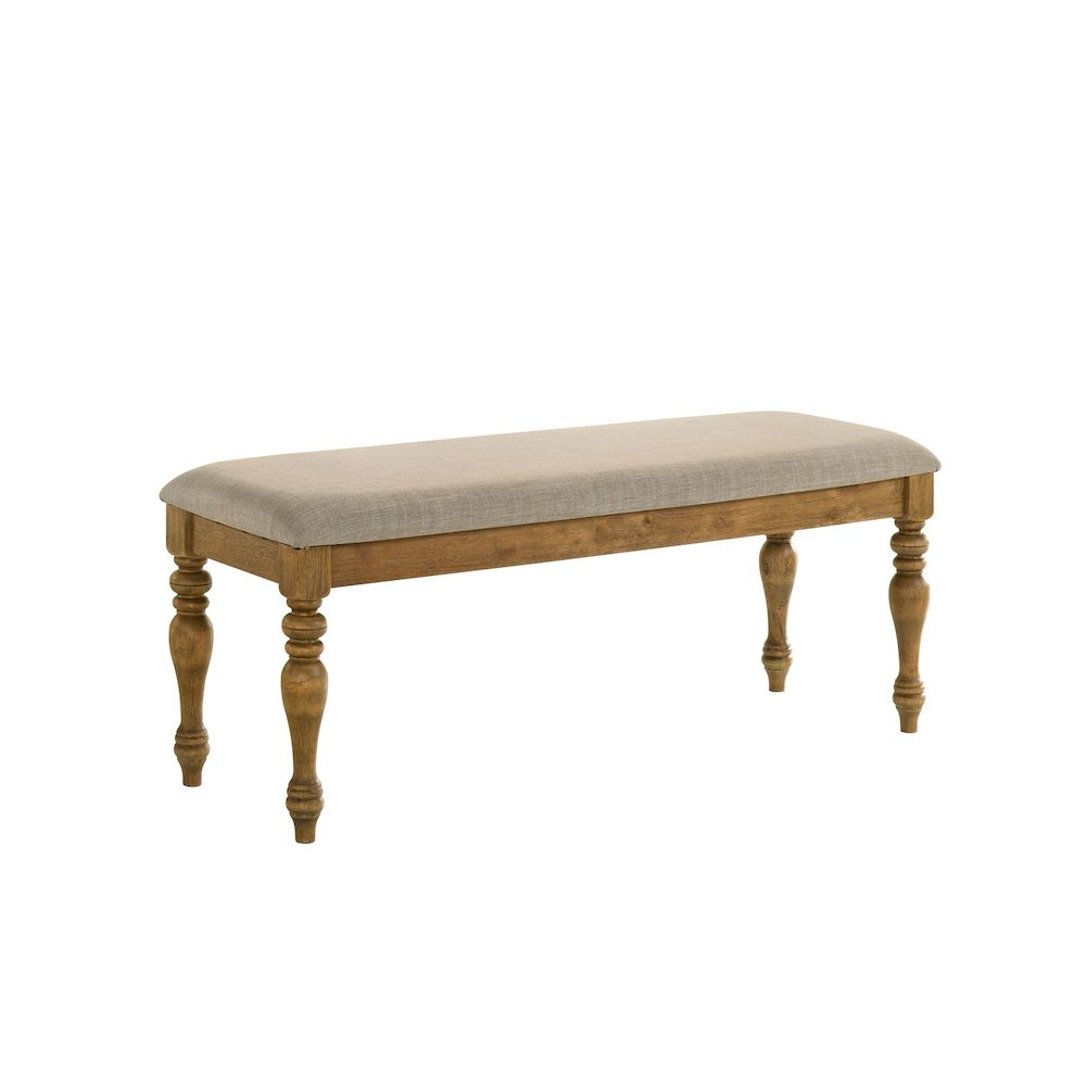 Huntington Transitional Dining Bench with Cushioned Seating, Antique Natural Oak. Picture 1