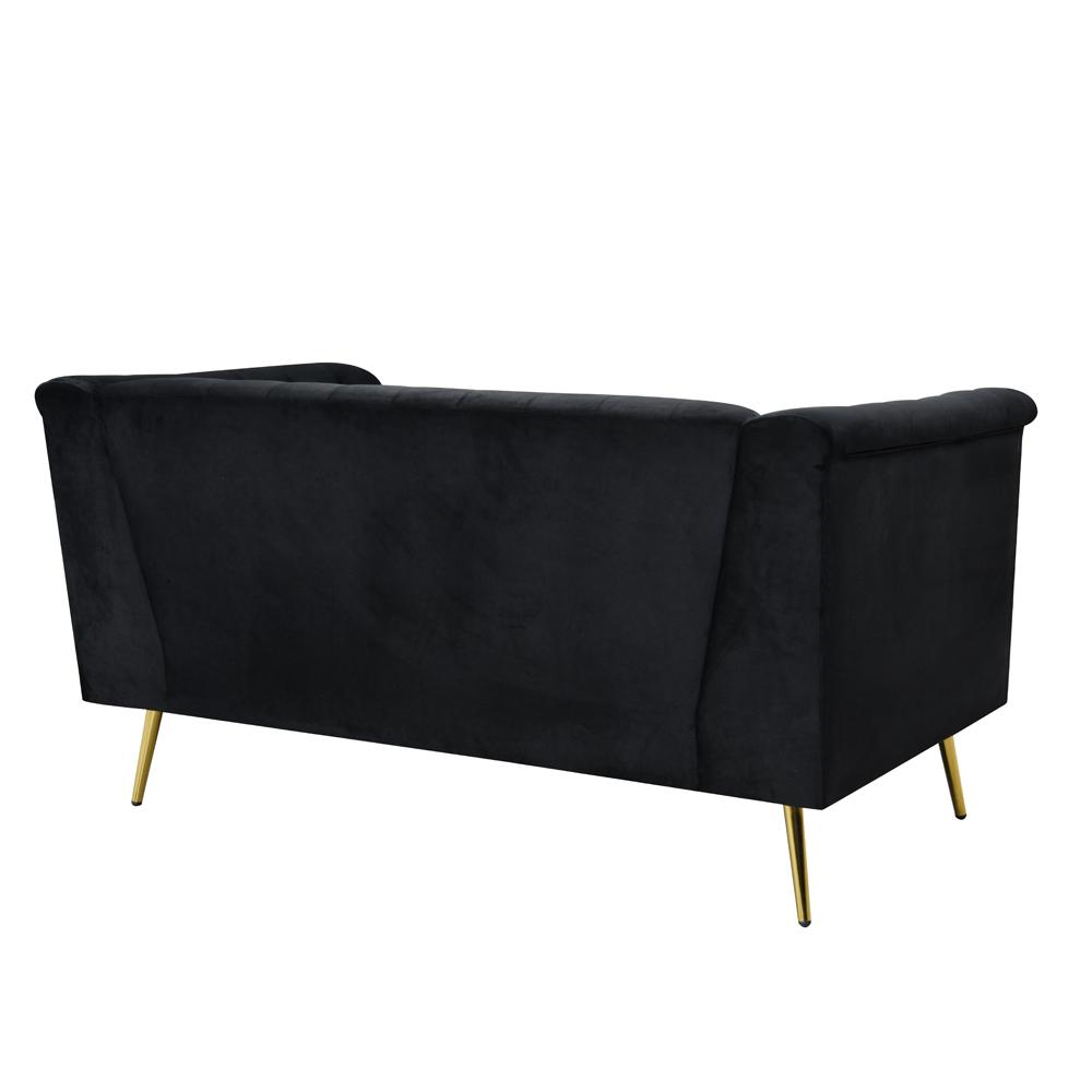 Ninian Black Velvet with Gold Accent Loveseat. Picture 3