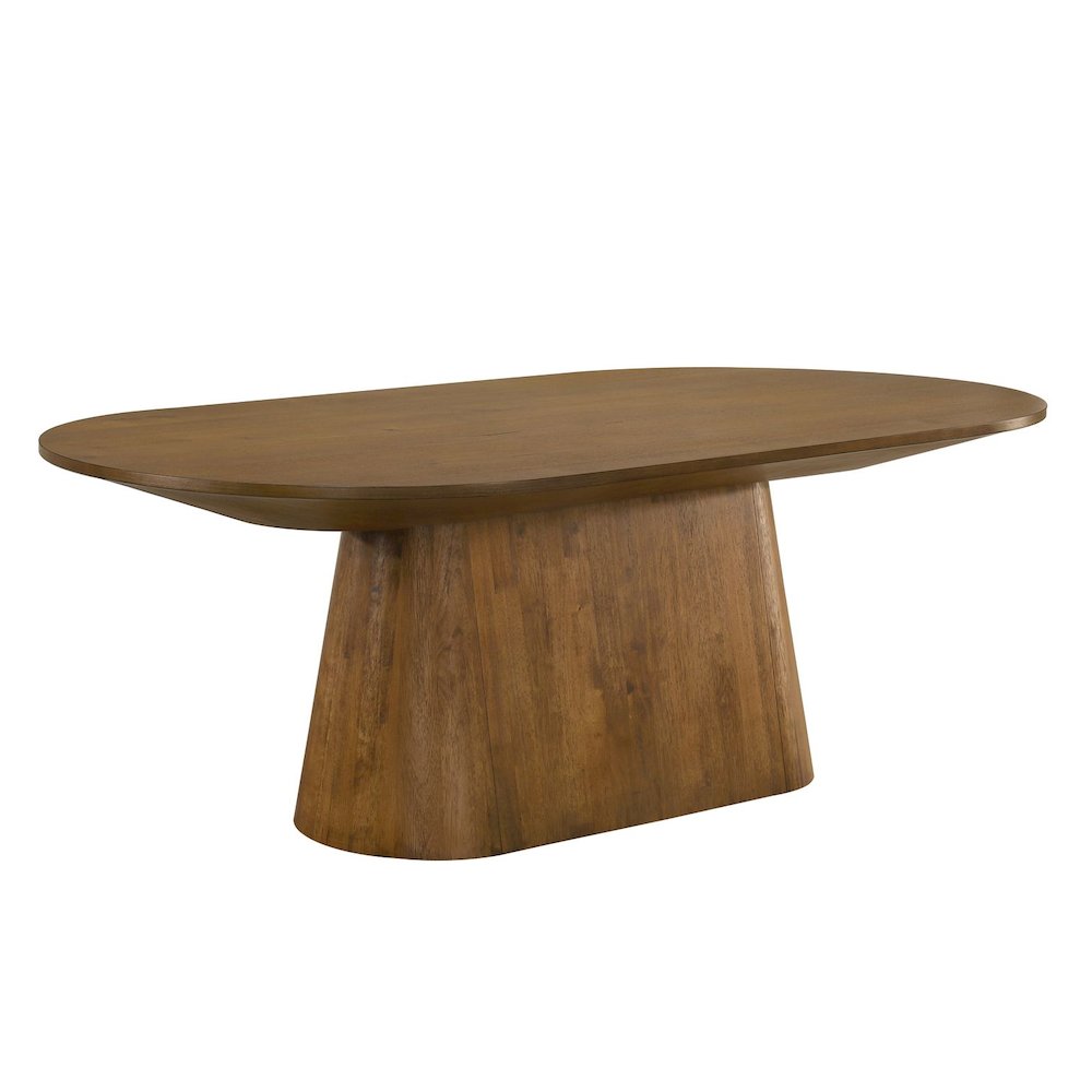 Terra Transitional Oval Dining Table with Pedestal Base, Walnut. Picture 1