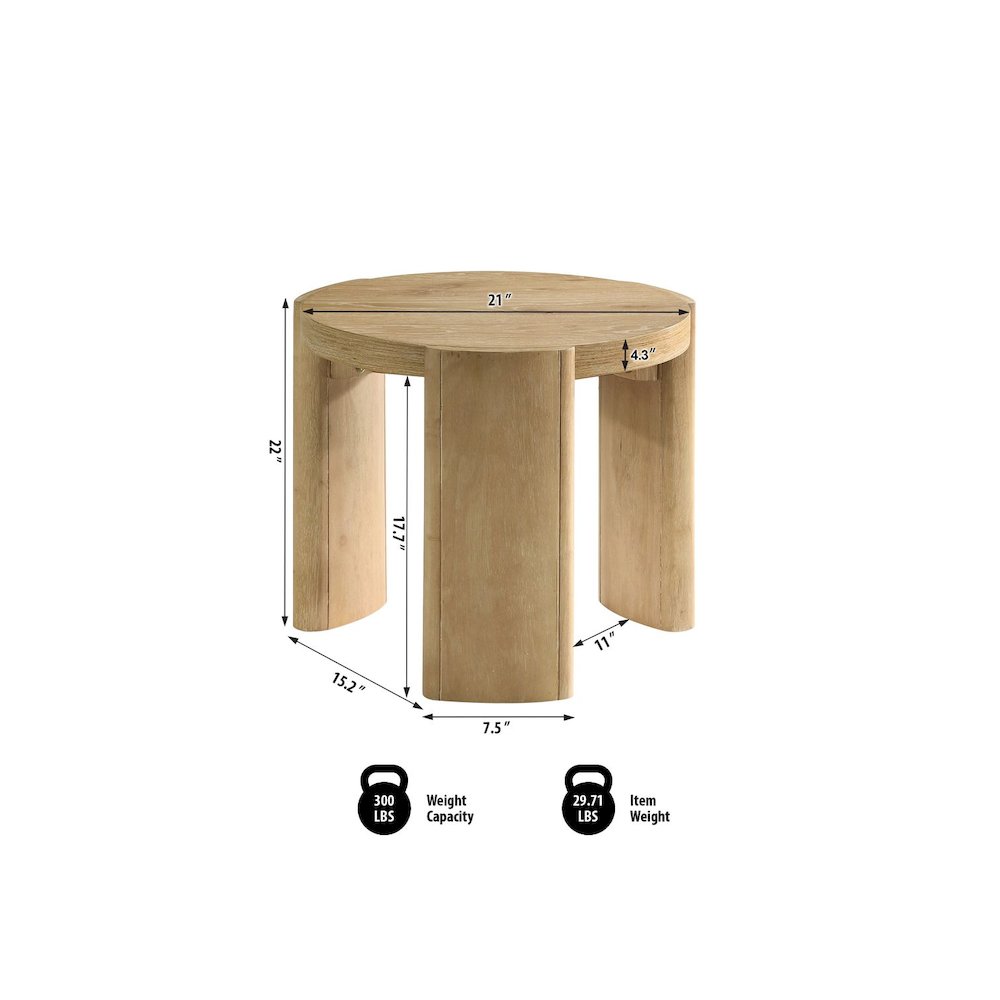 Bristol Mid-Century Round End Table, Kepler Driftwood. Picture 4