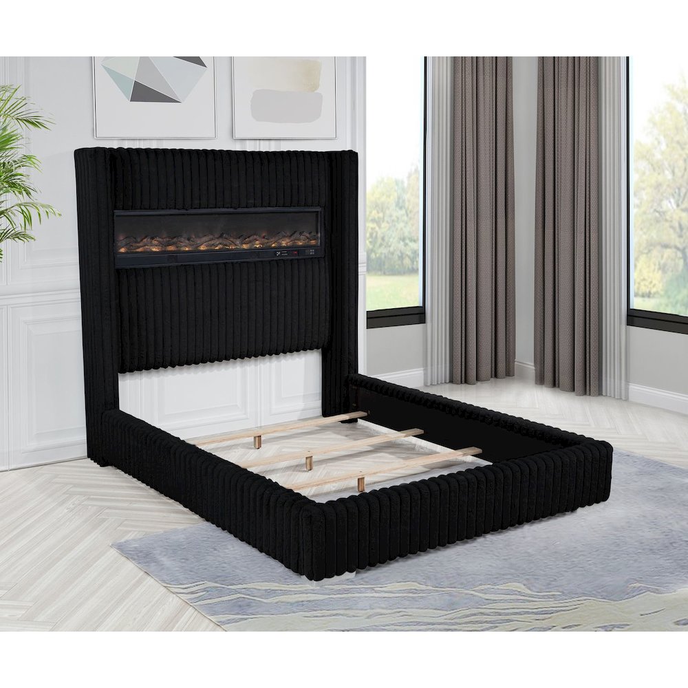 Uphoria Rabbit Velvet Queen Bed, Black. Picture 3