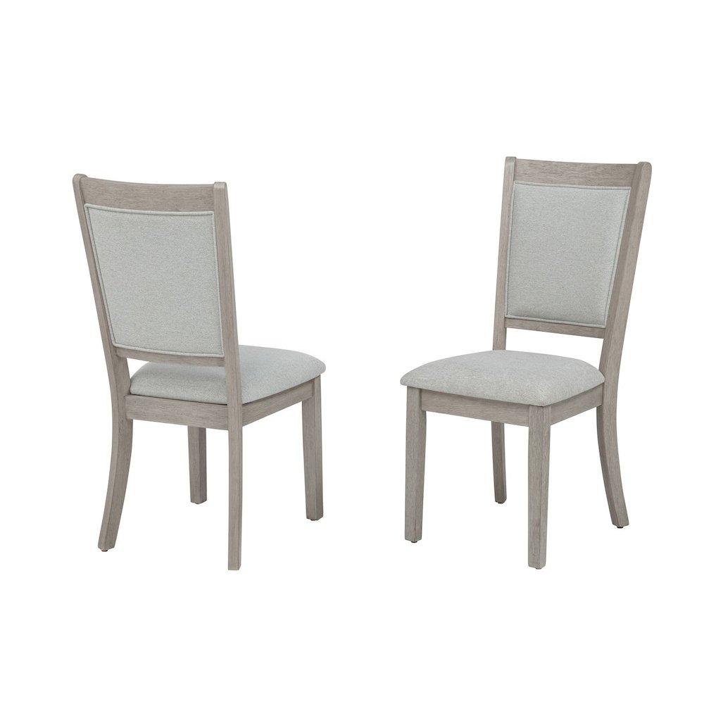 Timbria Transitional Upholstered Dining Chairs, Set of 2, Oak/Grey. Picture 1