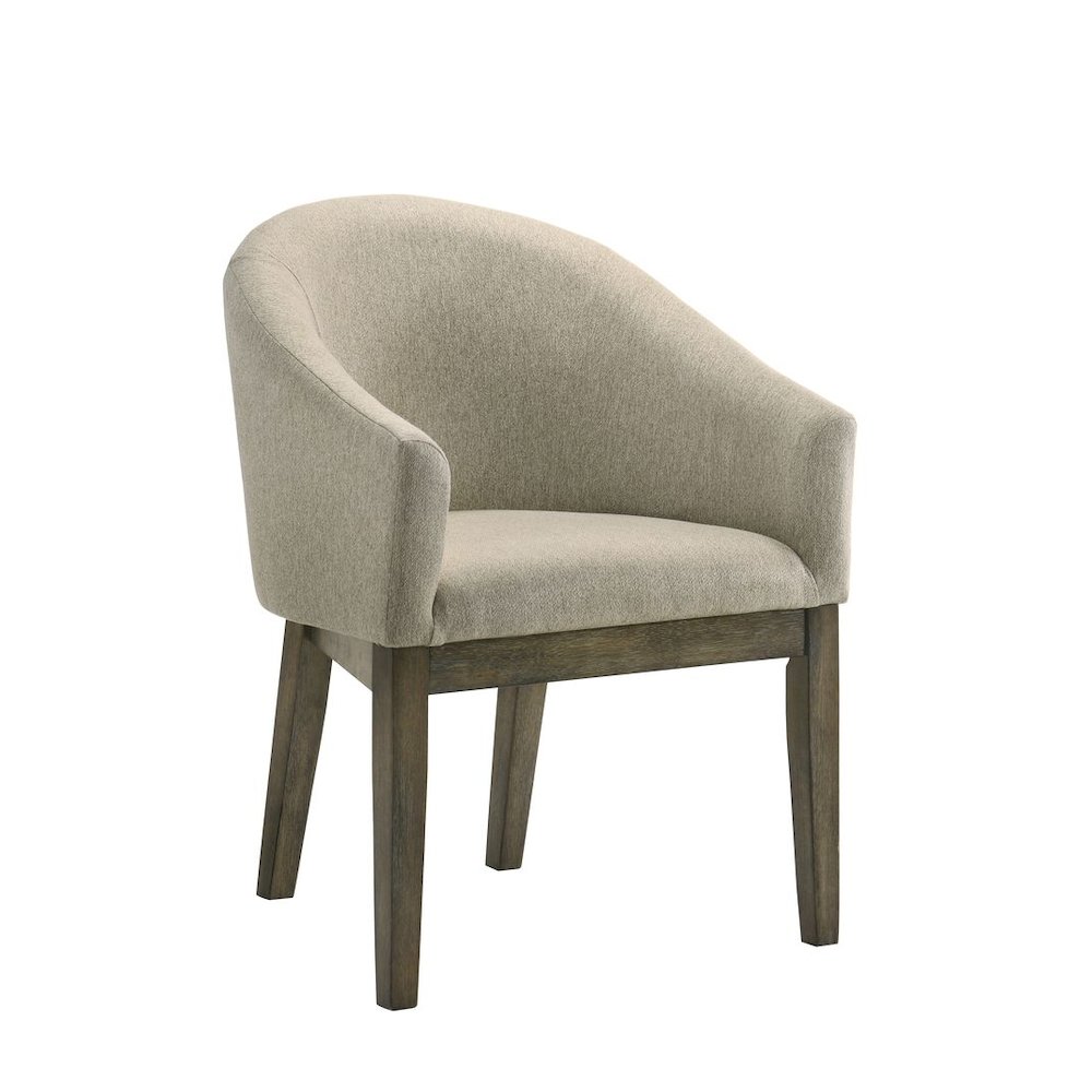 Upholstered Barrel-Style Dining Chairs, Set of 2, Reclaimed Weather Grey. Picture 2