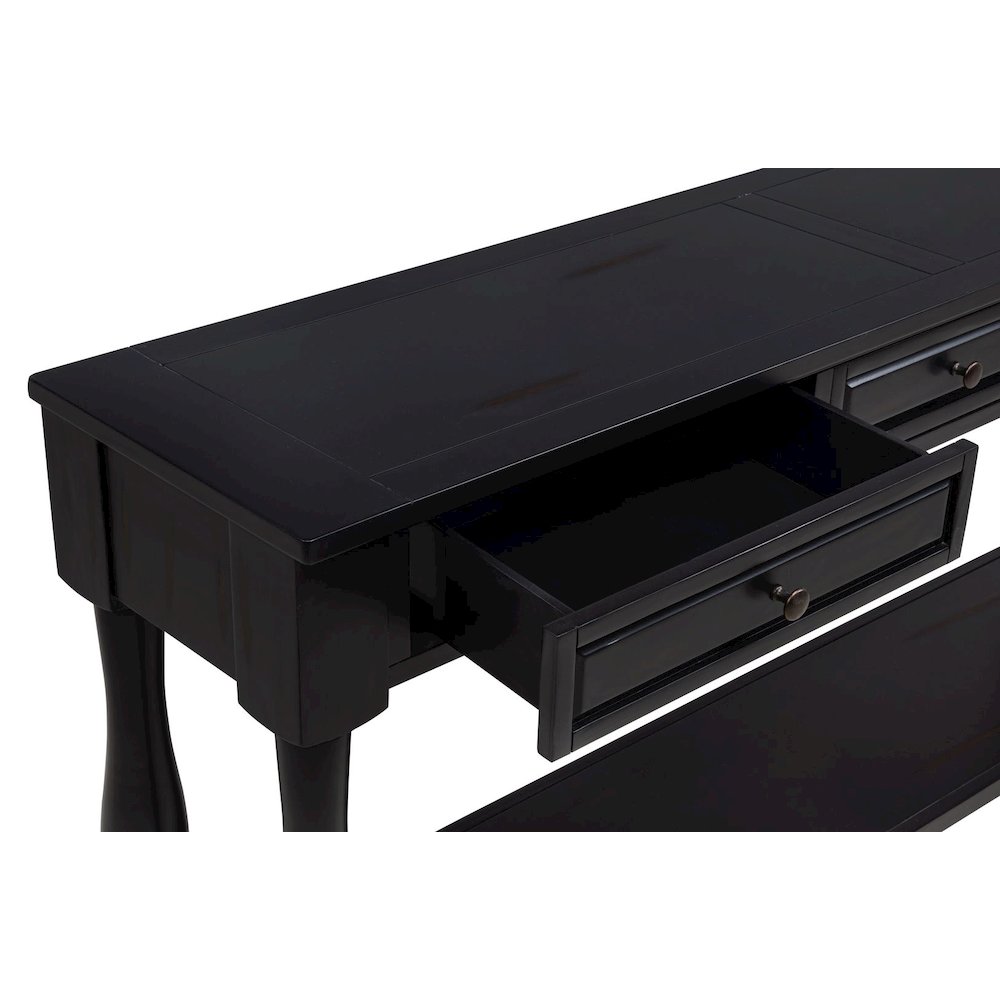 Delphina Rectangle Transitional Console Table with 3 Drawers, Espresso. Picture 2