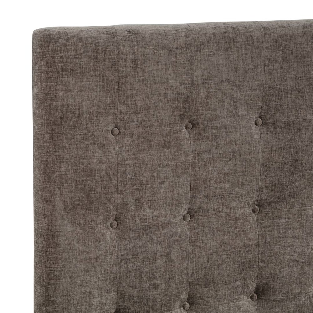 Umeria Upholstered Bed Frame with LED Fireplace Footboard, Queen, Grey Chenille. Picture 5