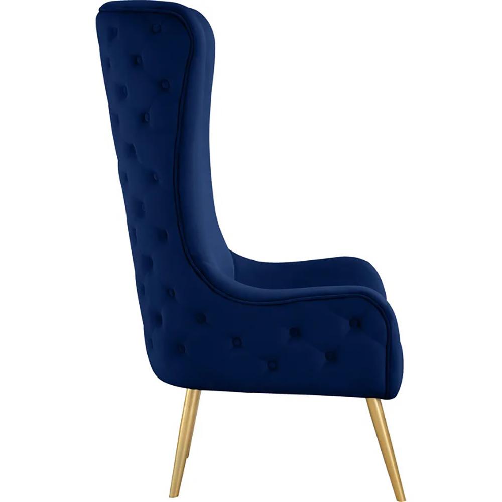 Venetian Navy Tufted Velvet High Back Arm Chair. Picture 5