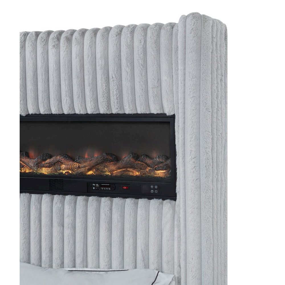Uphoria Rabbit Velvet Queen Bed, Smoke White. Picture 5