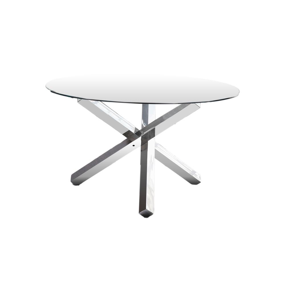 Best Master Furniture Tracy 54" Round Glass Dining Table in Silver. Picture 1