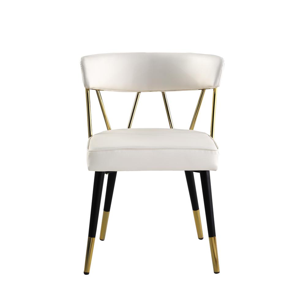 Aireys Ivory Faux Leather Armless Chair with Gold Accents (Set of 2). Picture 2