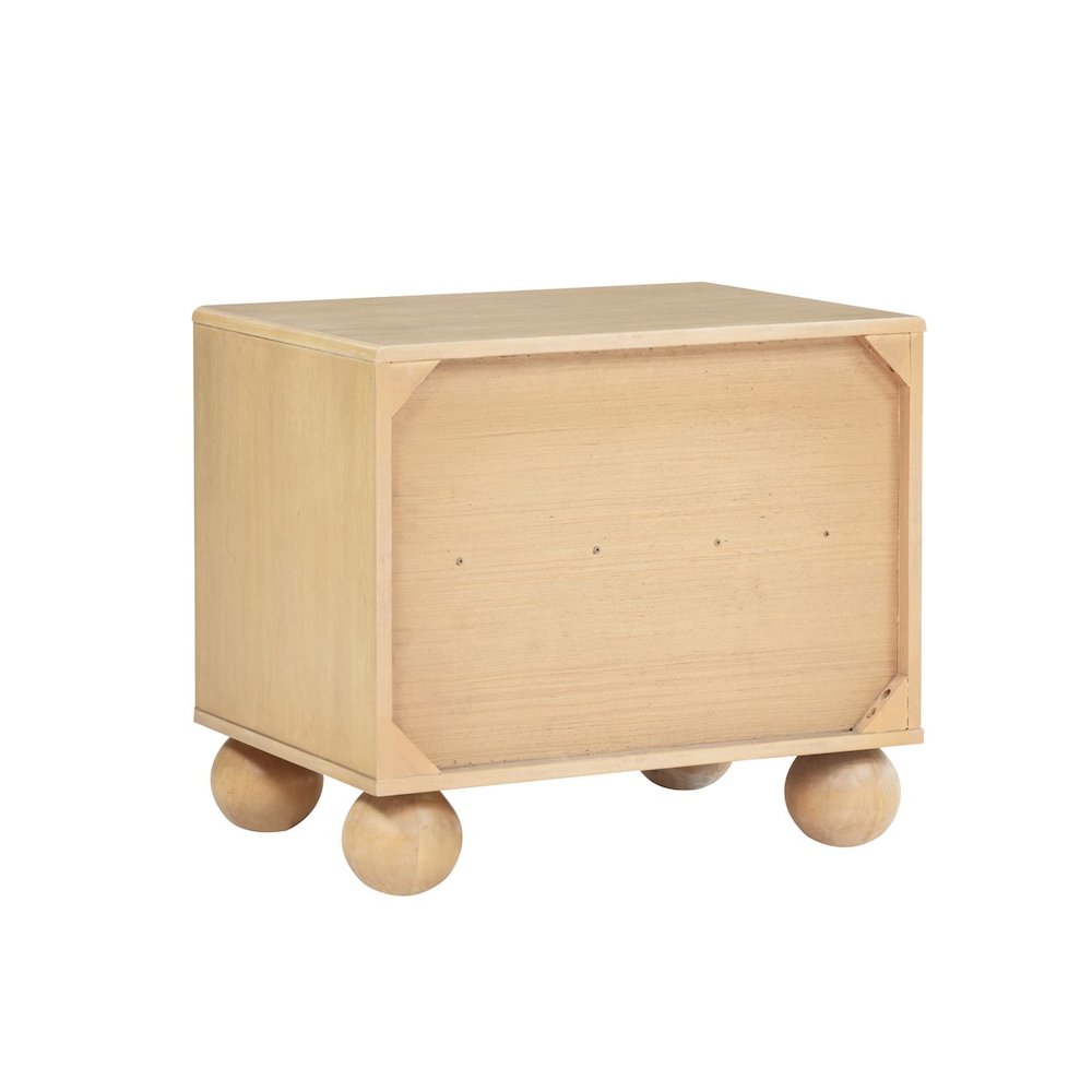 Daplen Scandinavian Modern 2-Drawer Nightstand with Rounded Legs, Light Oak. Picture 2