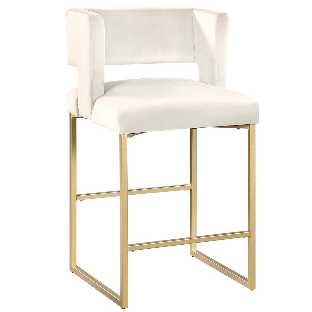 Lynx Cream Velvet Bar Stools in Gold (Set of 2). Picture 1