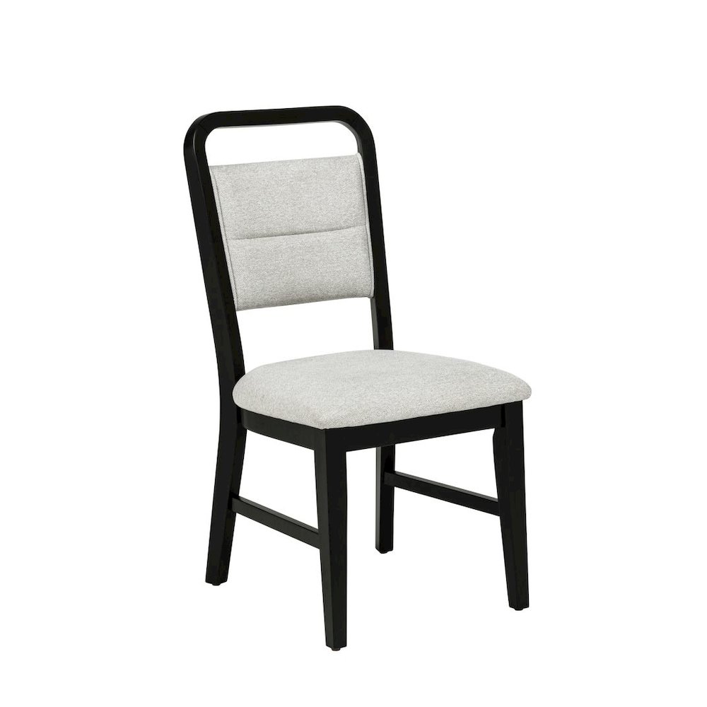 Timaro Transitional Upholstered Dining Chairs, Set of 2, Black/Grey. Picture 2