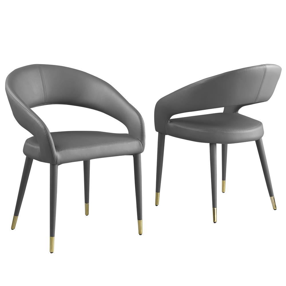 Jacques Faux Leather Gray Dining Chairs (Set of 2). Picture 1