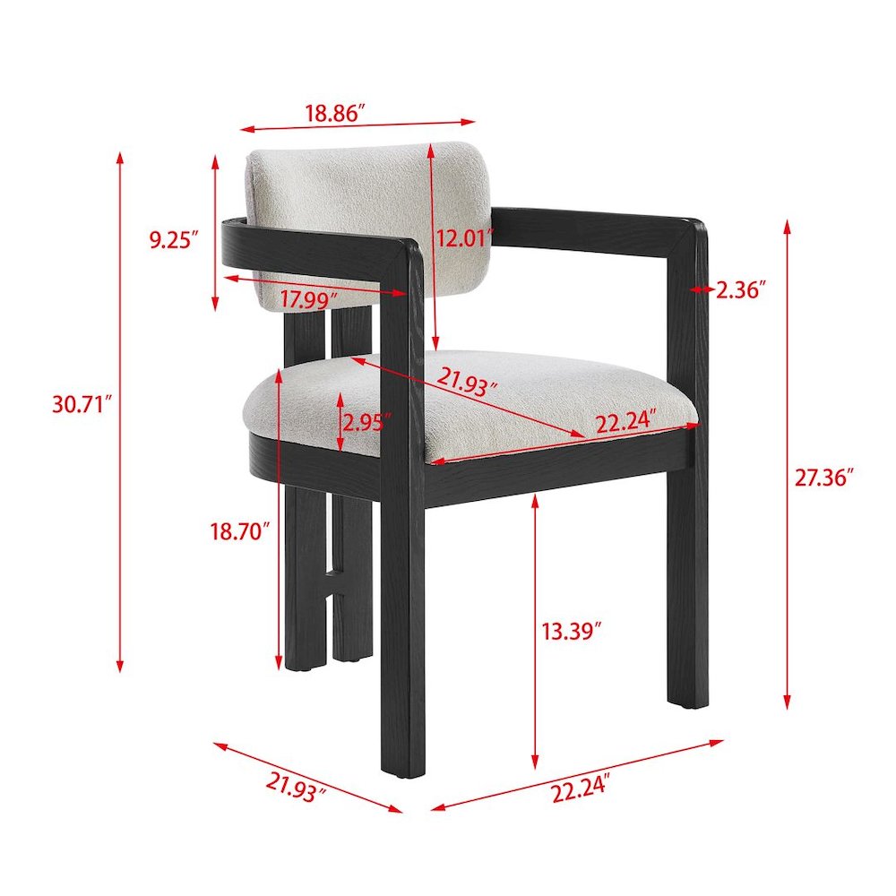 Tappelle Mid-Century Modern Fully Assembled Dining Arm Chairs, Set of 2, Natural. Picture 7