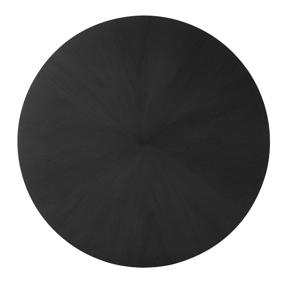 Tappelle Mid-Century Modern Round Storage Dining Table with Gold Accents, Black. Picture 3