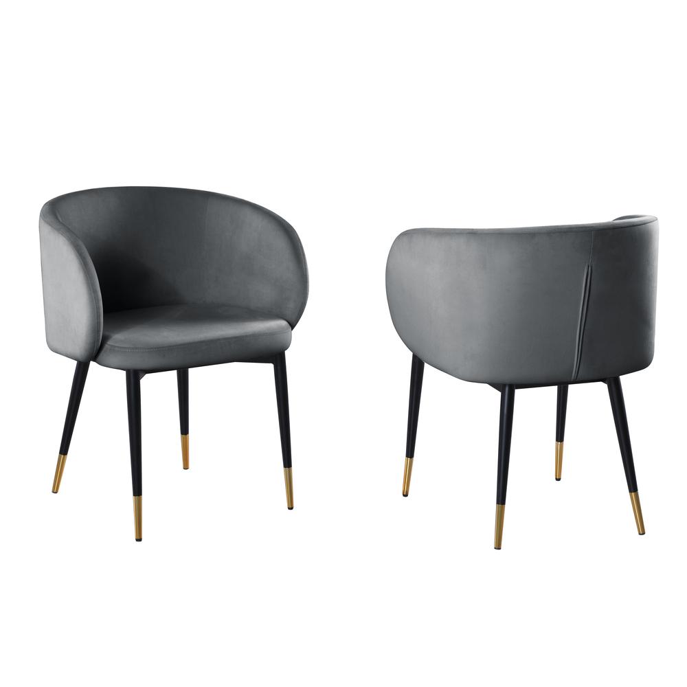 Hemingway Velvet Upholstered Side Chair in Gray Velvet. Picture 1