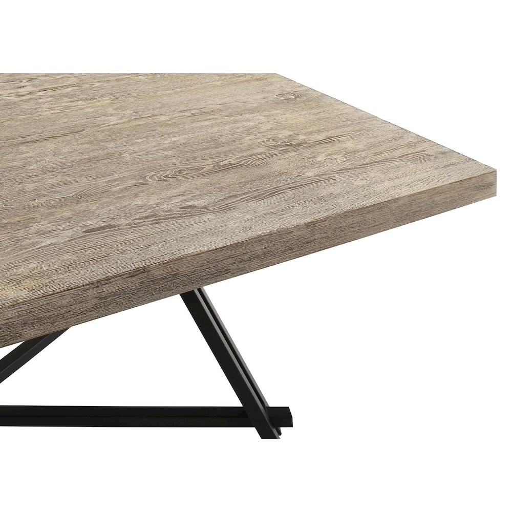 Manhattan Transitional Rectangle Dining Table with Trestle Base, White Oak/Black. Picture 2