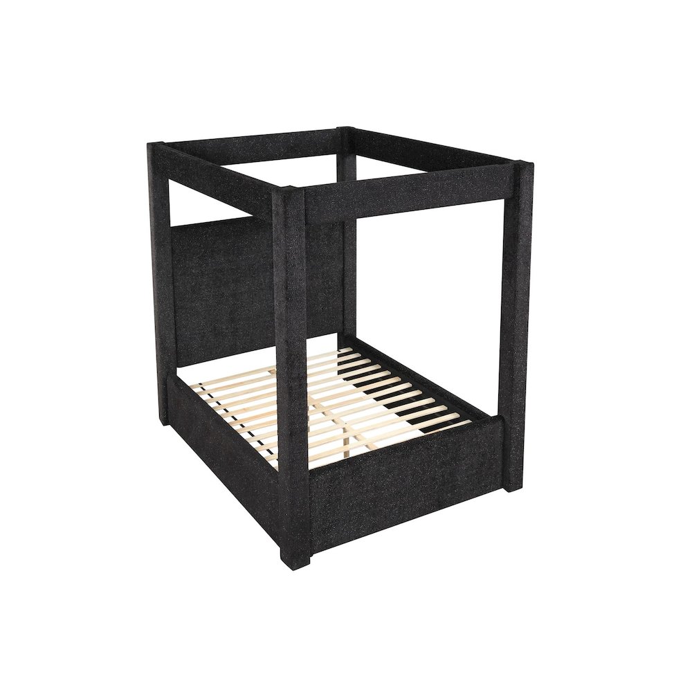 Borealis Canopy Bed Frame with Starry Upholstery, Eastern King, Black. Picture 2