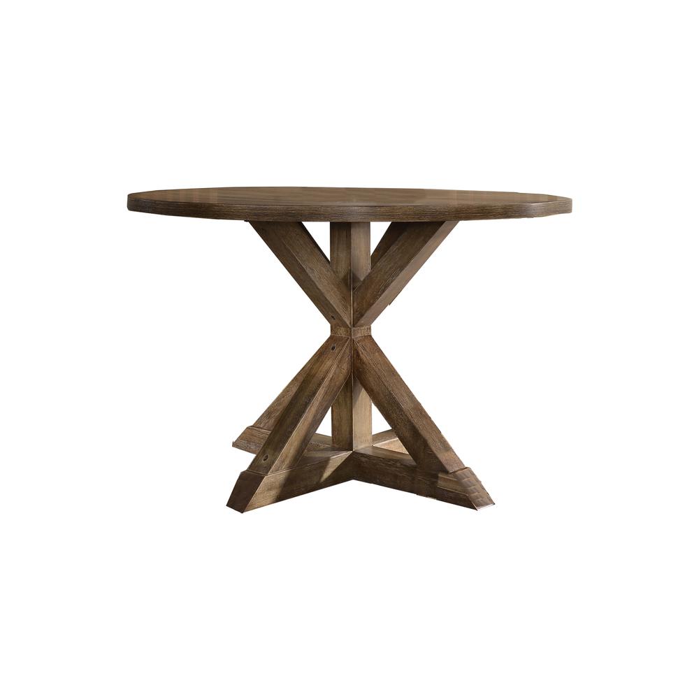 Best Master Furniture Venus 48" Round Wood Dinette Table in Antique Natural Oak. Picture 1