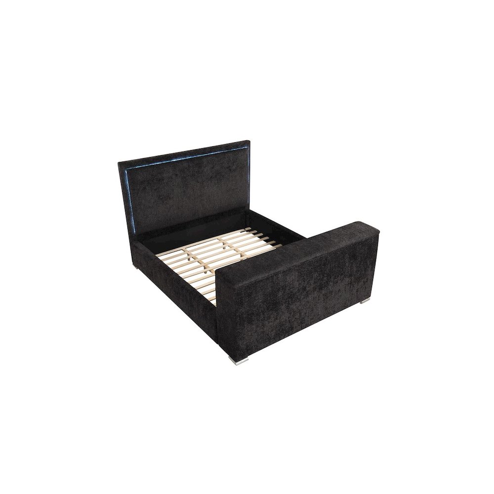 Modern Upholstered Bed Frame with Hidden TV Lift Storage, Eastern King, Black. Picture 4