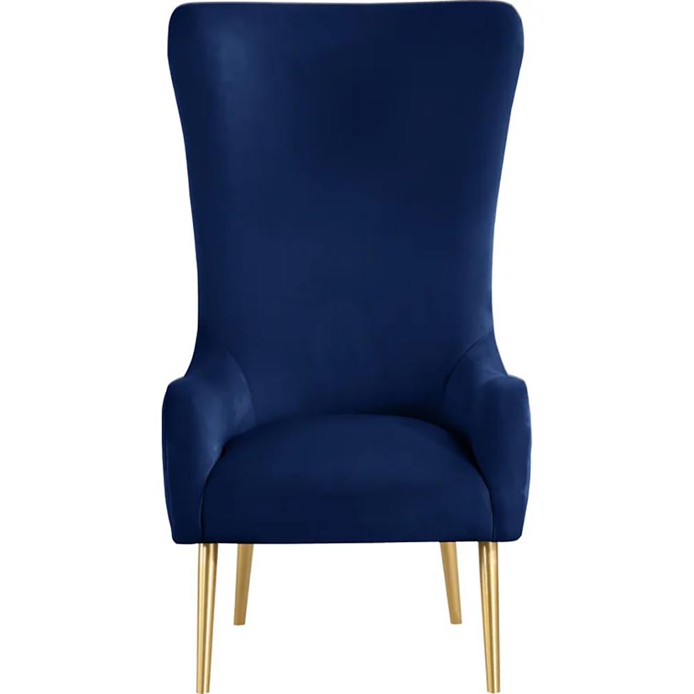 Venetian Navy Tufted Velvet High Back Arm Chair. Picture 2
