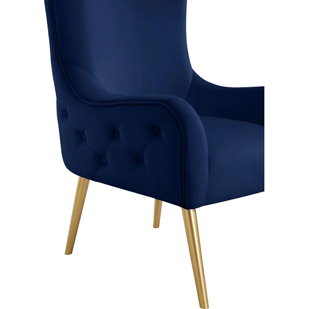 Venetian Navy Tufted Velvet High Back Arm Chair. Picture 4