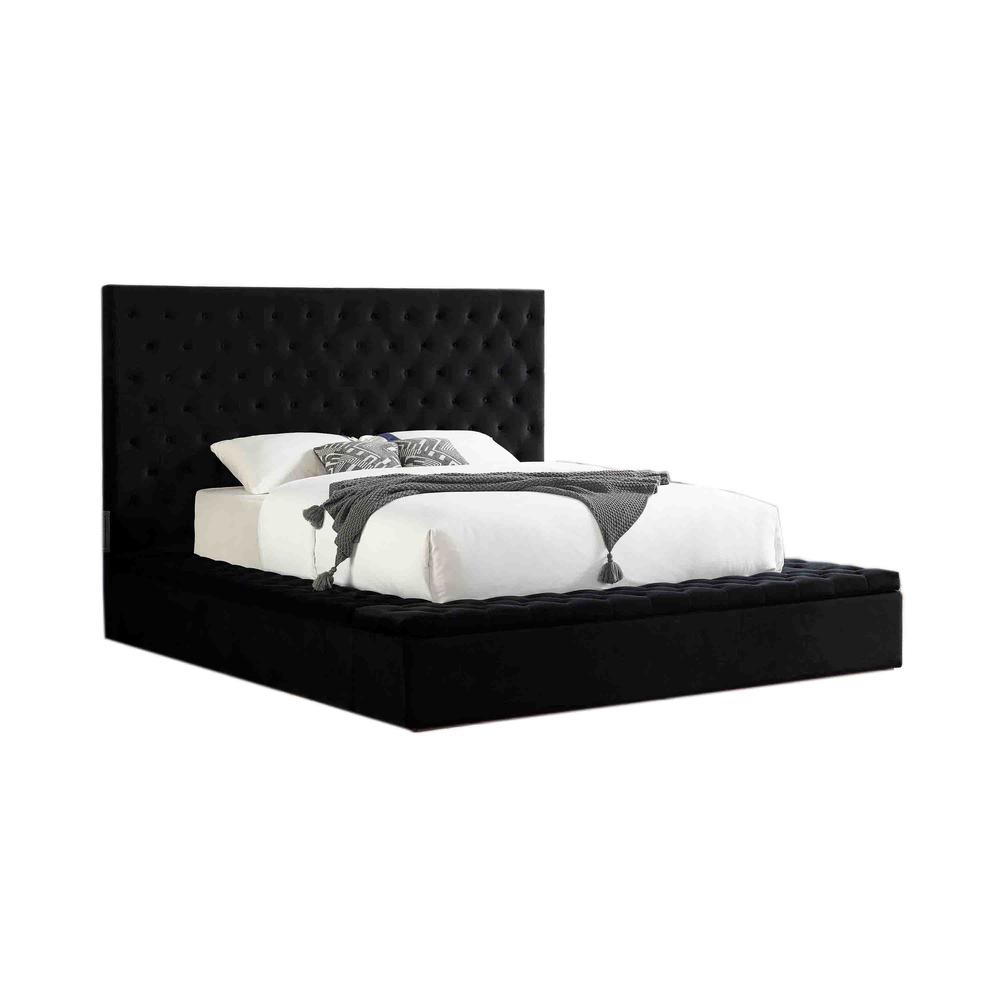 Best Master Furniture Cierra Fabric Platform King Bed with Storage in Black. Picture 1