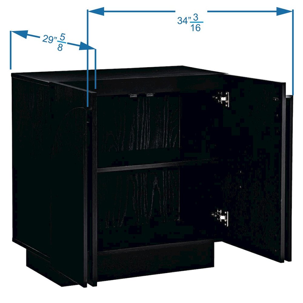 Questa Scandinavian Mid-Century 2-Door Cabinet with Arch Handles, Black. Picture 8