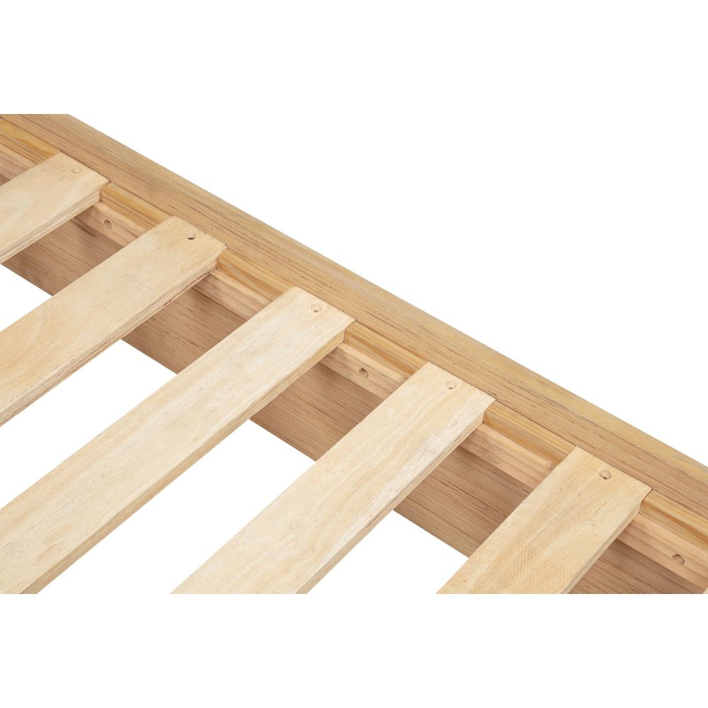 Daplen Scandinavian Modern Queen Bed Frame, Light Oak. Picture 6