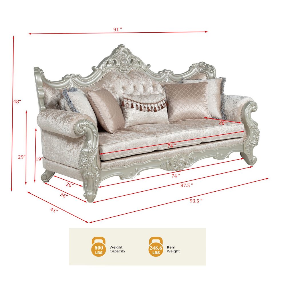 Tlerra Traditional Sofa, Champagne Fabric. Picture 5