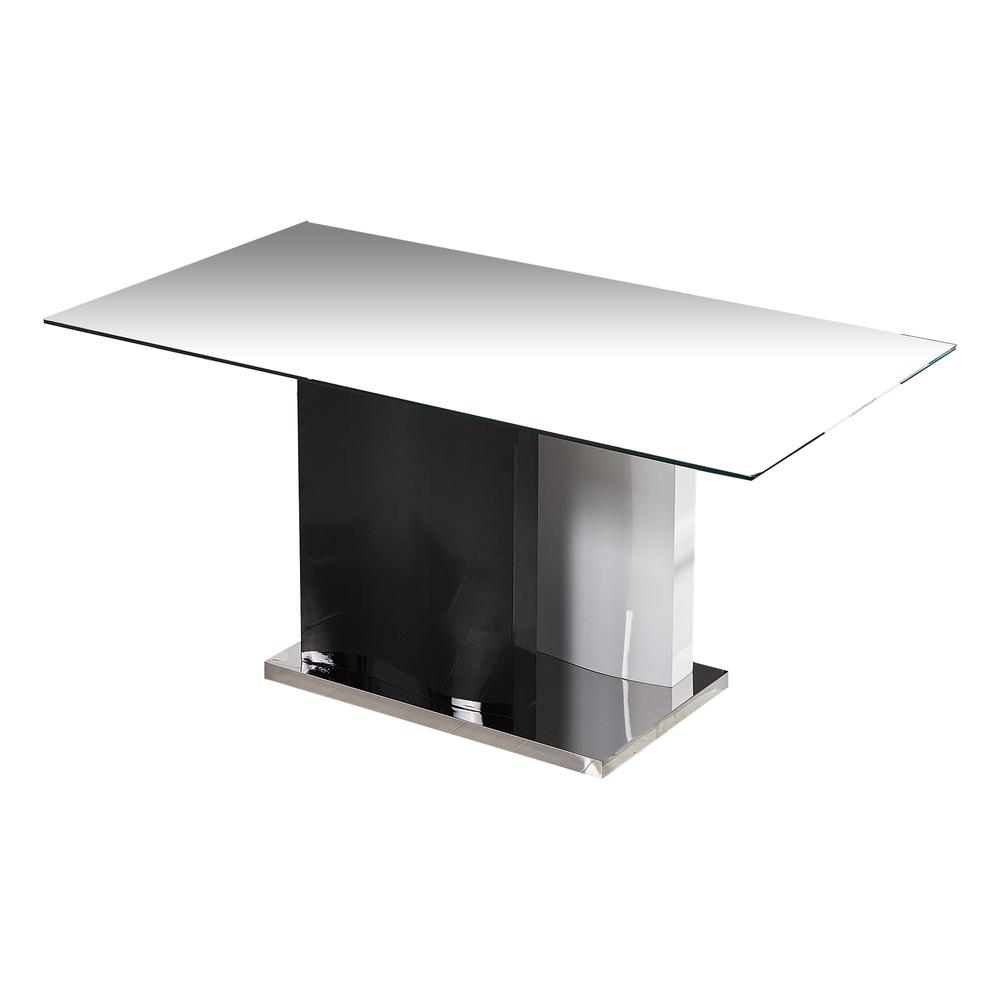 White High Gloss Rectangular Glass Dining Table. Picture 1