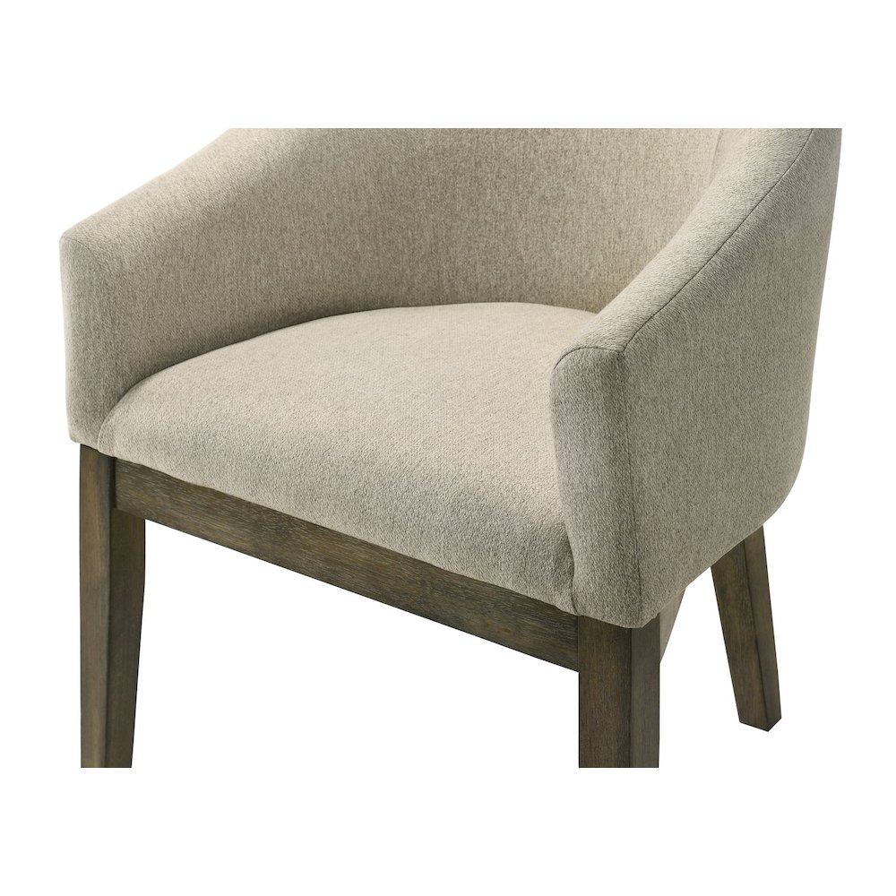 Upholstered Barrel-Style Dining Chairs, Set of 2, Reclaimed Weather Grey. Picture 3