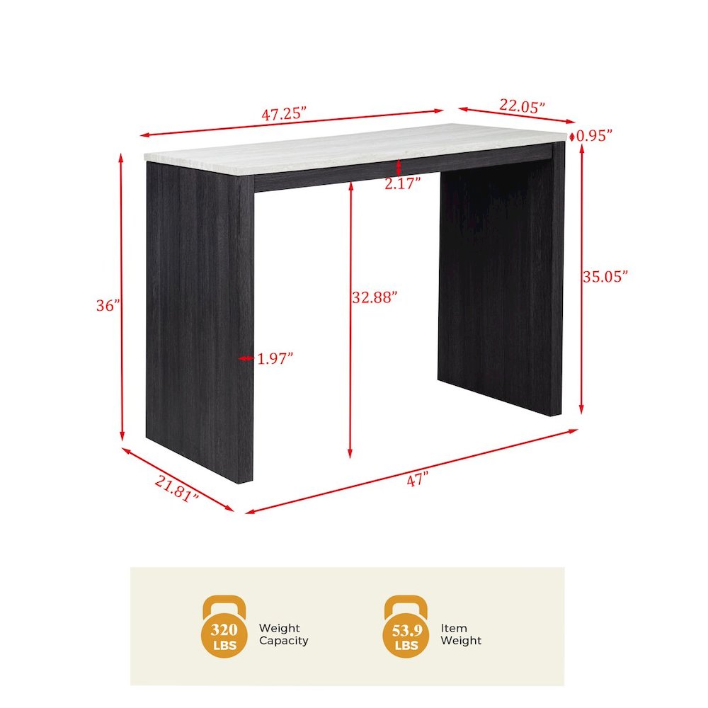 Caden Rectangle Counter Height Bar Table, Beige/Black Charcoal. Picture 3