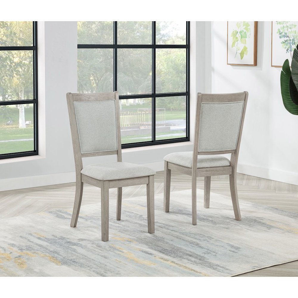 Timbria Transitional Upholstered Dining Chairs, Set of 2, Oak/Grey. Picture 5