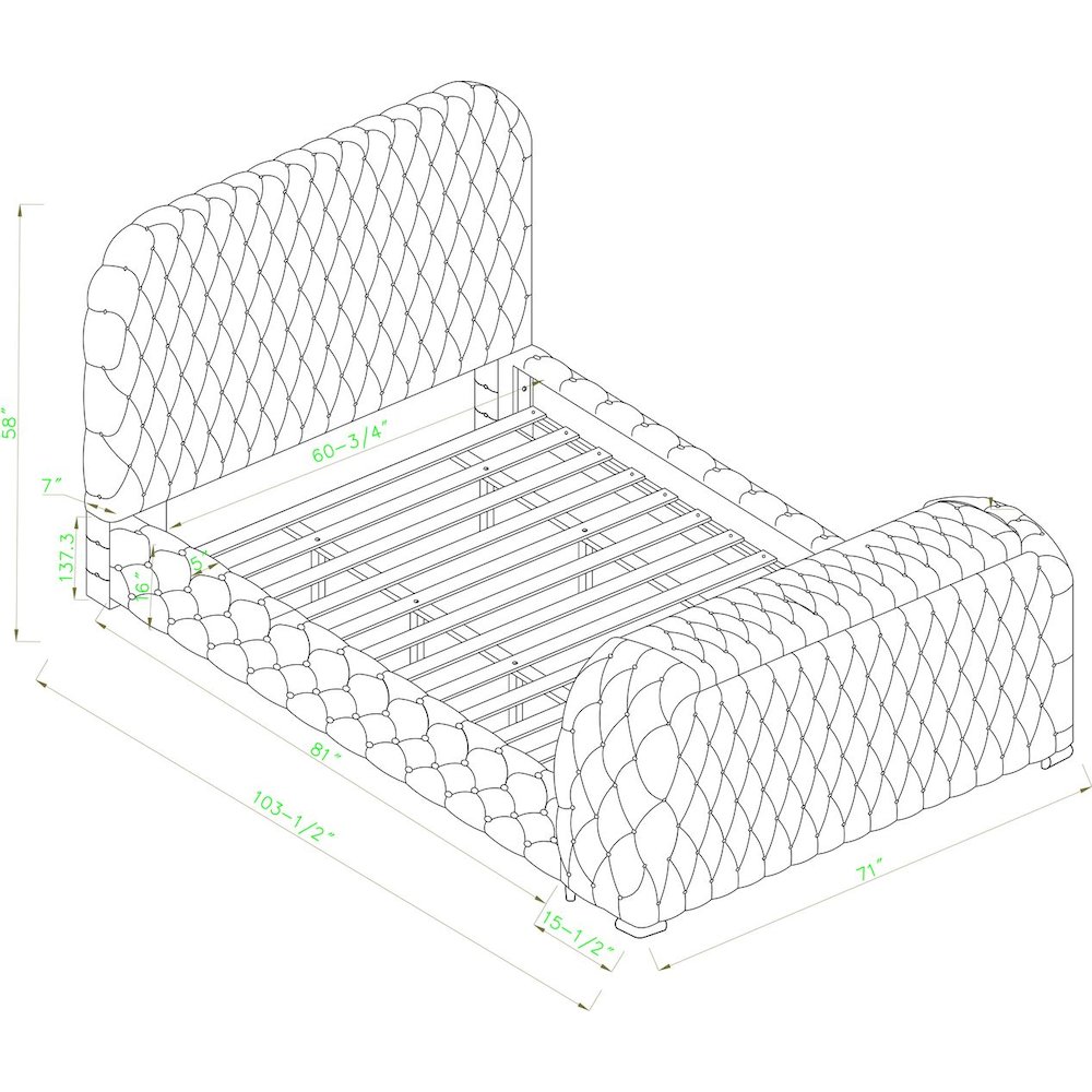Brielle Upholstered Velvet Bed Frame with TV Stand & Fireplace, Queen, Grey. Picture 8