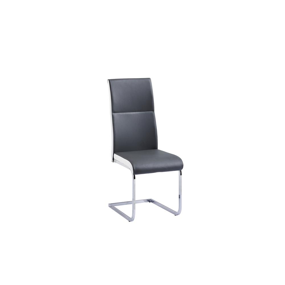 Best Master Furniture Ajay 18" Faux Leather Dining Chair in Gray (Set of 2). Picture 1