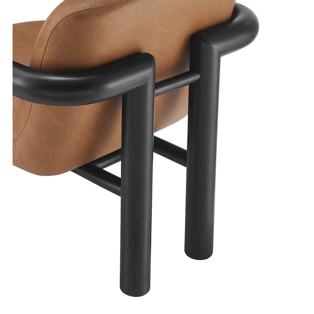 Modern Accent Chair with Treviso Dark Faux Leather Cushion, Set of 1, Black. Picture 6