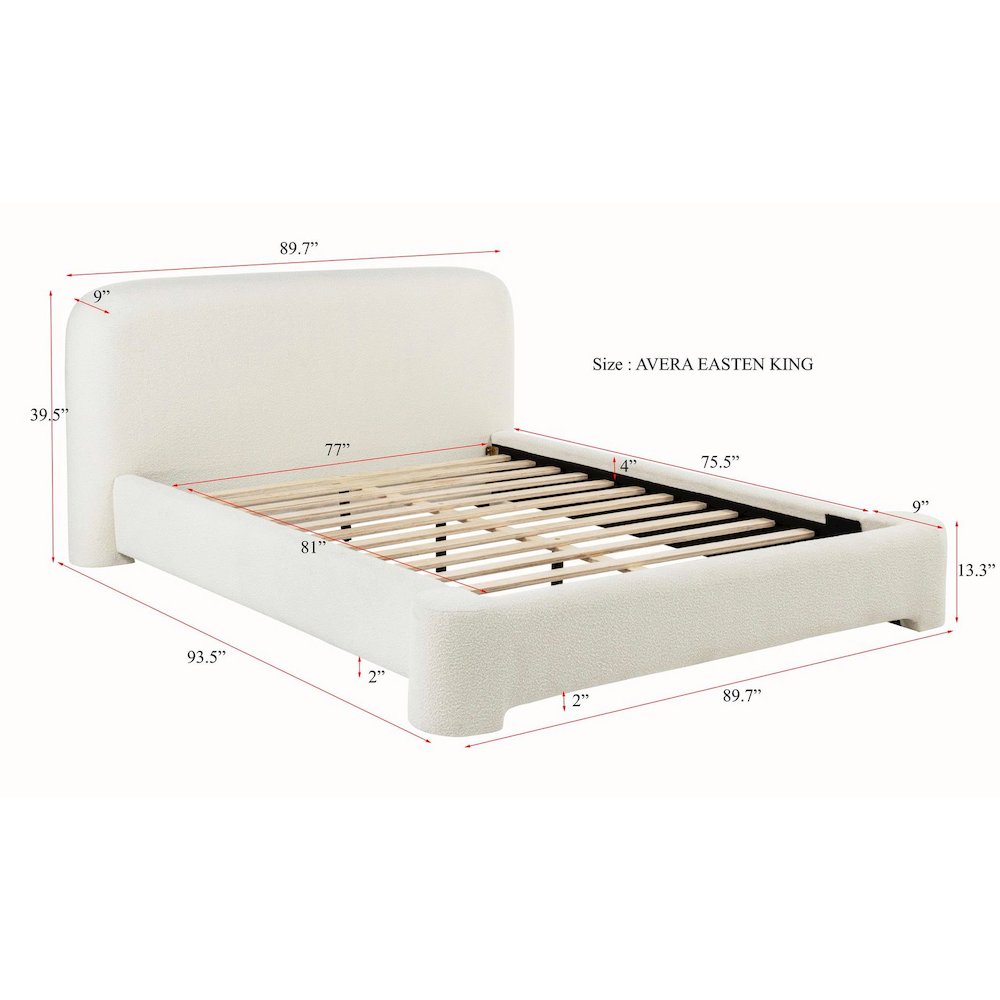 Upholstered Burlap Platform Bed Frame, Eastern King, Cream. Picture 5