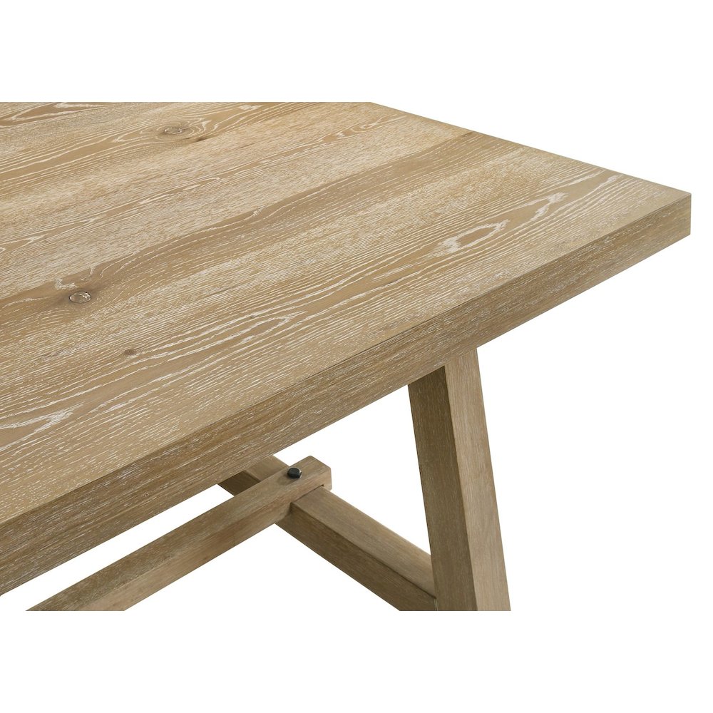 Malibu Transitional Rectangle Dining Table with Trestle Base, Kepler Driftwood. Picture 2