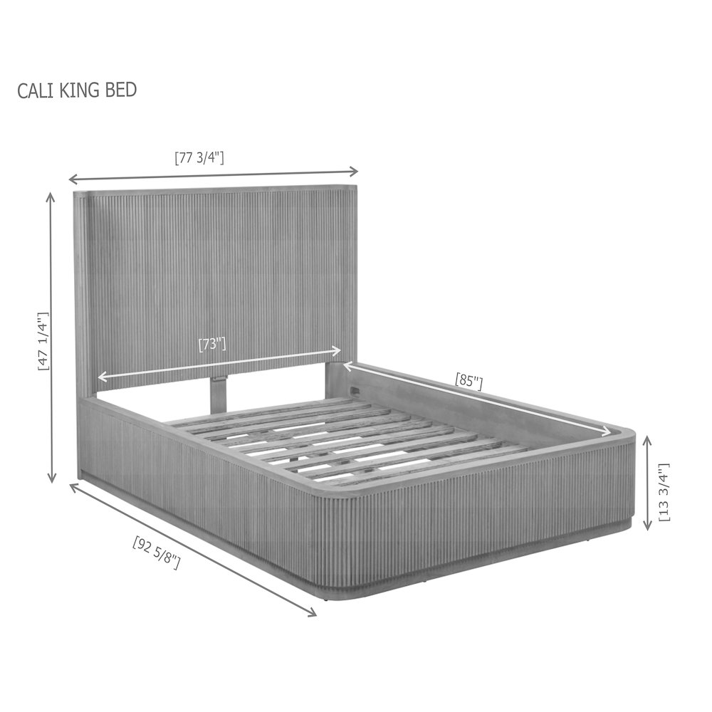 Quintet California King Platform Bed Frame, Modern Fluted Headboard - Brown. Picture 5