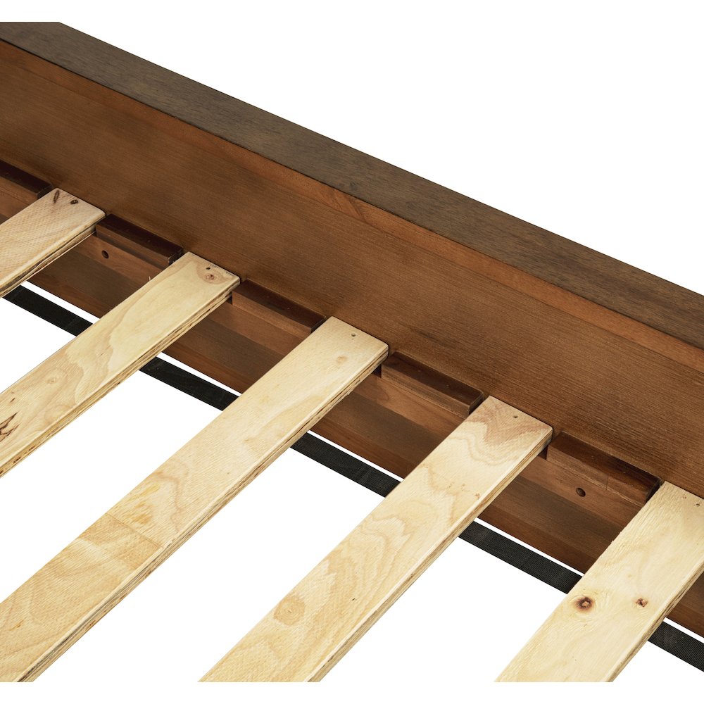 Quintet Eastern King Platform Bed Frame, Modern Fluted Headboard - Brown. Picture 3