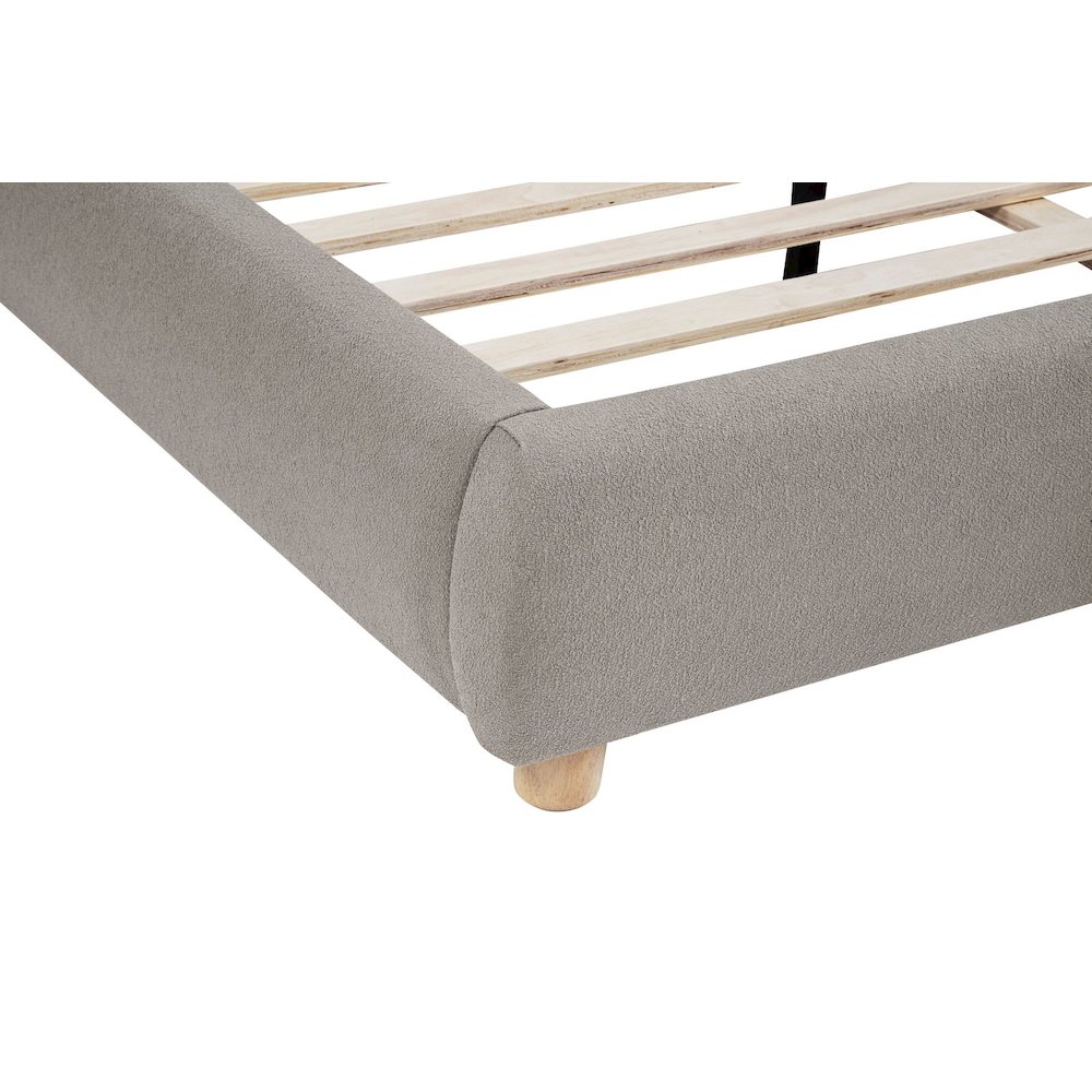 Ctasia Upholstered Burlap Fabric Low Profile Bed Frame, Queen, Light Tan. Picture 3