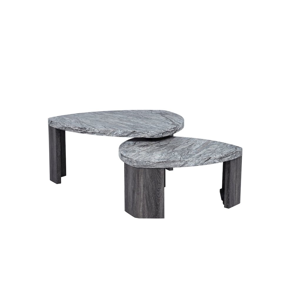 Tvoro 2-Piece Swivel Coffee Table Set, Granite Gray and Greige. Picture 2