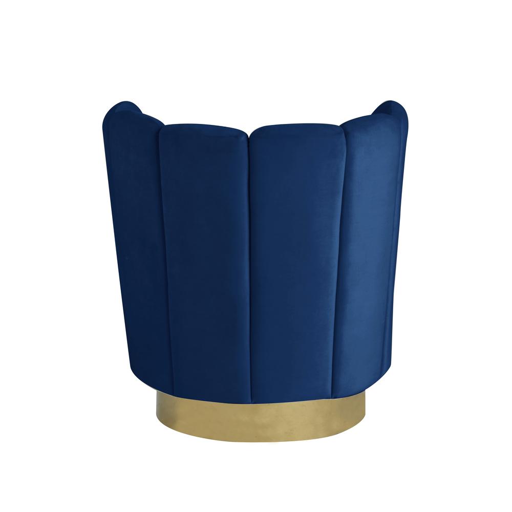 Ellis Velvet Upholstered Swivel Accent Chair in Blue Velvet. Picture 5