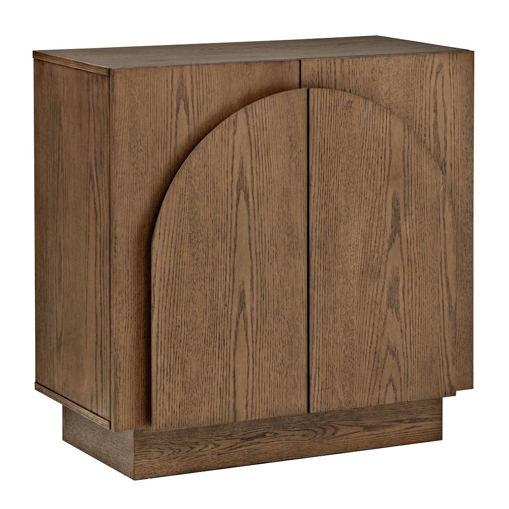 Questa Scandinavian Mid-Century 2-Door Cabinet with Arch Handles, Brown. Picture 1