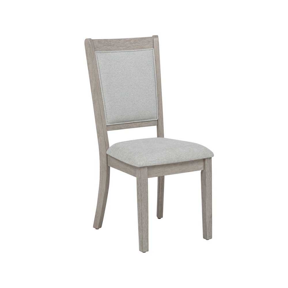 Timbria Transitional Upholstered Dining Chairs, Set of 2, Oak/Grey. Picture 2