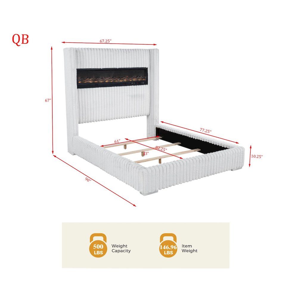 Uphoria Rabbit Velvet Queen Bed, Cream. Picture 7